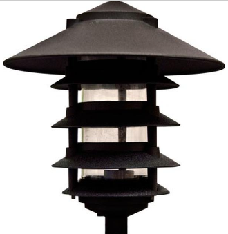 Dabmar Lighting D5500-L12-40K-10T-BZ Powder Coated 5-Tier Cast Aluminum Pagoda Light, 0.5 in. Base, 10 in. Top, Voltage 120V, Color Temperature 40K, Wattage 12W, Bronze