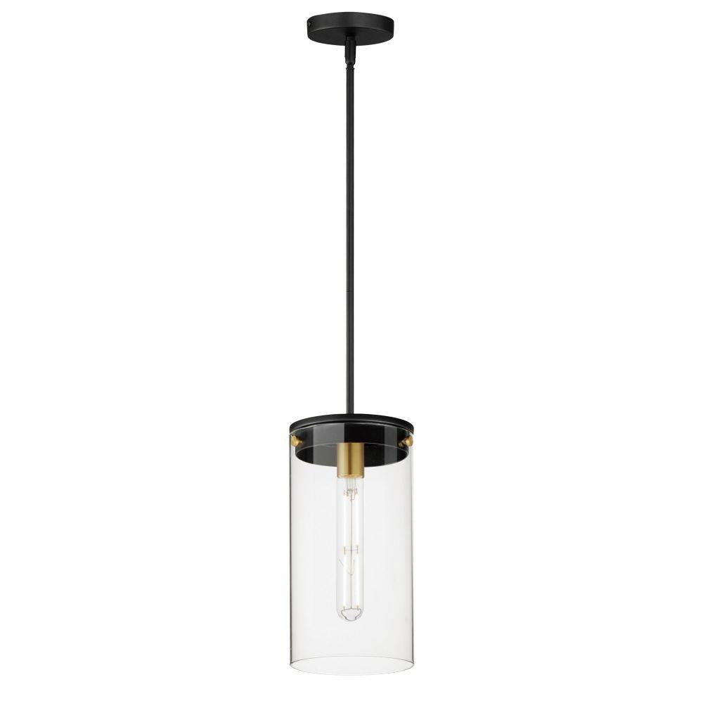 Maxim Lighting 12408CLBKSBR Pinn 1 Light 8 inch Black/Satin Brass Pendant Ceiling Light