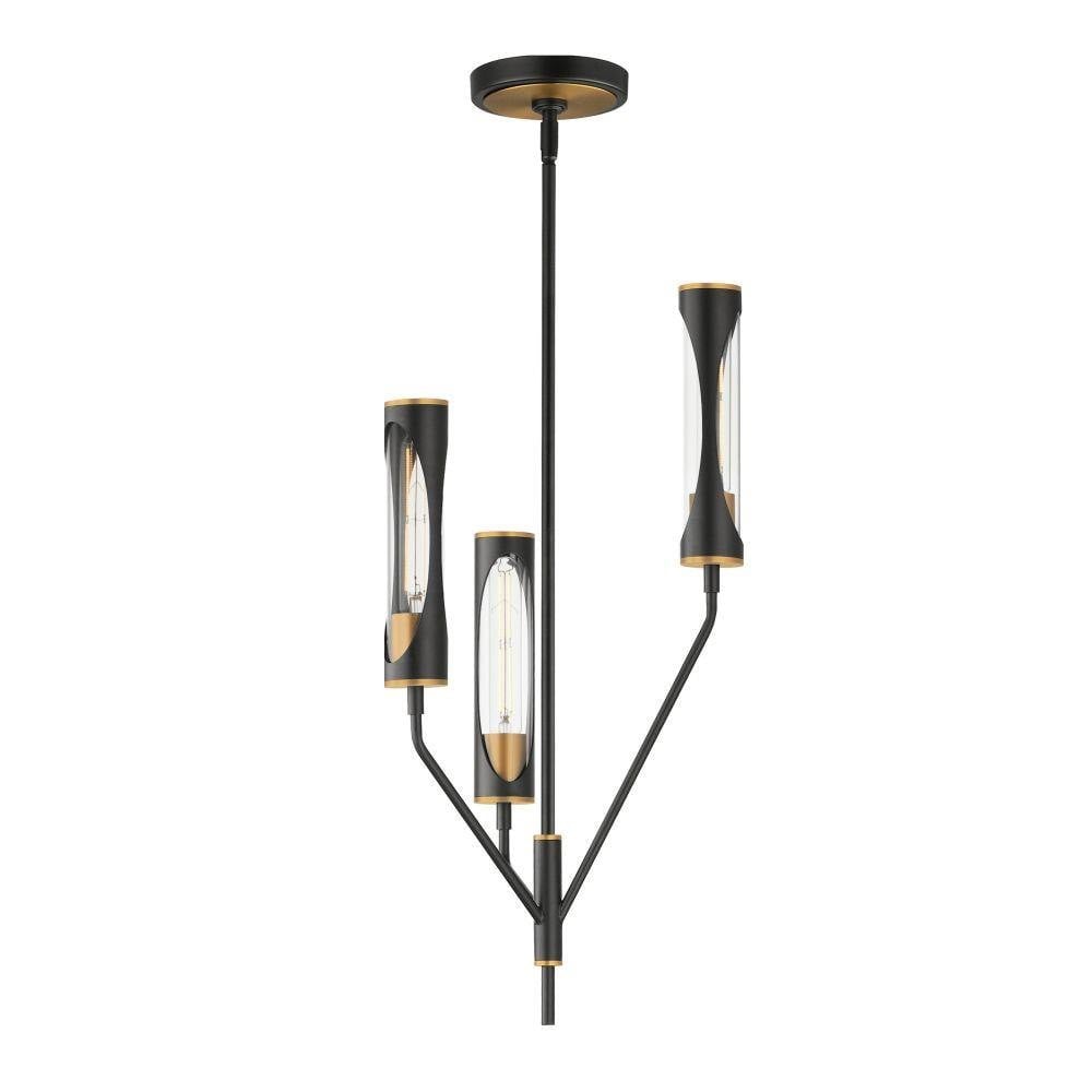 Maxim Lighting 16173CLBKAB Regent 3 Light 26 inch Black/Antique Brass Pendant Ceiling Light