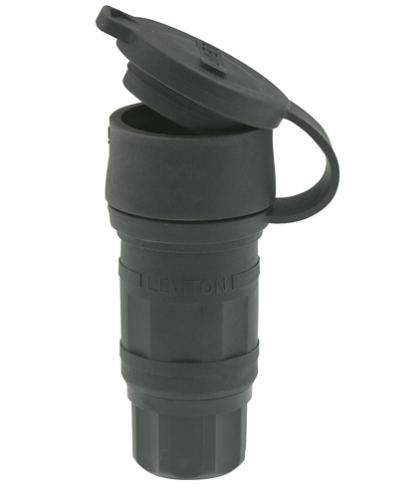 Leviton 29W75-B 30 Amp, 250 Volt 3-Phase, NEMA L15-30R, 3P, 4W, Locking Connector, Industrial Grade, Grounding, Wetguard - Black