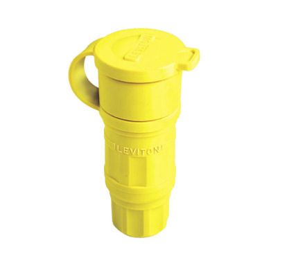 Leviton 29W77 30 Amp, 600 Volt 3PY, NEMA L17-30R, 3P, 4W, Locking Connector, Industrial Grade, Grounding, Wetguard - YELLOW