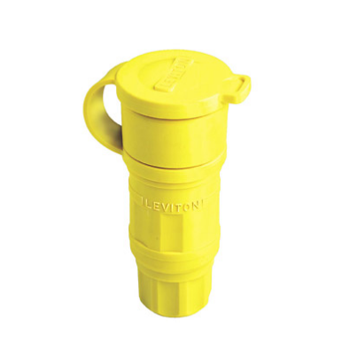 Leviton 29W82 30 Amp, 277/480 Volt 3-Phase Y, NEMA L22-30R, 4P, 5W, Locking Connector, Industrial Grade, Grounding, Wetguard - YELLOW
