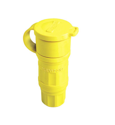 Leviton 29W83 30 Amp, 347/600 Volt 3PY, NEMA L23-30R, 4P, 5W, Locking Connector, Industrial Grade, Grounding, Wetguard - YELLOW