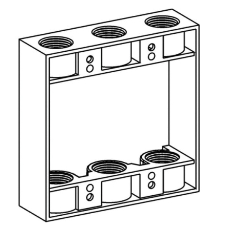 Orbit 2EXB75-6 Weatherproof Extension Ring, 2 Gangs, 4-1/2 in L x 4-9/16 in W x 1 in D, Die Cast Aluminum