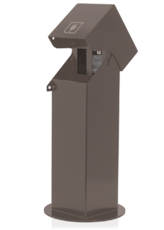 Leviton 2PH18-Z 2-Gang 18" Stainless Steel Power Pedestal, Surface Mount, NEMA 3R, Lockable Hinged Top, Self-Closing Lid, Bronze