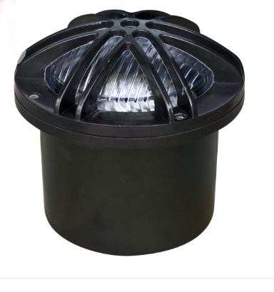 Dabmar Lighting FG327-L9-30K-B LED Fiber Glass In-Ground Well Light W/ Star Grill, Color Temperature 3000K, Black Finish