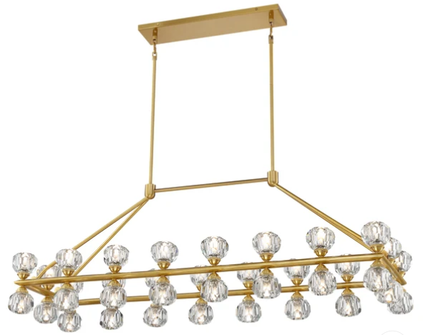 SDQ Lighting PD38648WG Modern 48" LED Chandelier Light, Wattage 126W, Warm Gold/Clear Crystal Finish