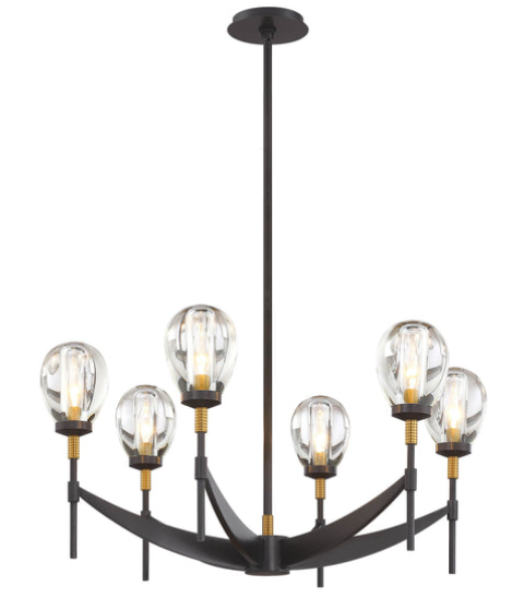 SDQ Lighting PD37406UBBG Staunch 32" LED Clear Crystal Chandelier Light, Wattage 150W, Urban Bronze / Brushed Gold Finish