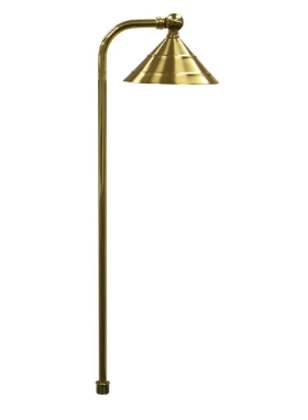 Dabmar Lighting LV37-L3-64K-BS LED Solid Brass Cone Path Light with Ground Spike, 12V, Color Temperature 6400K, Brass Finish