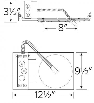 Elco Lighting ELB44SQPF-EM5 Birch 4" Square New Construction Plaster Frame with Emergency Battery Backup