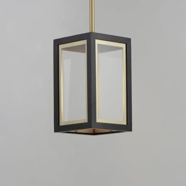 Maxim Lighting 30051CLBKGLD Neoclass 1 Light Black/Gold Outdoor Pendant - side view on grey background