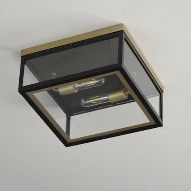 Maxim Lighting 30059CLBKGLD Neoclass 2 Light 13 Inch Black Gold Outdoor Flush Mount - Installed View