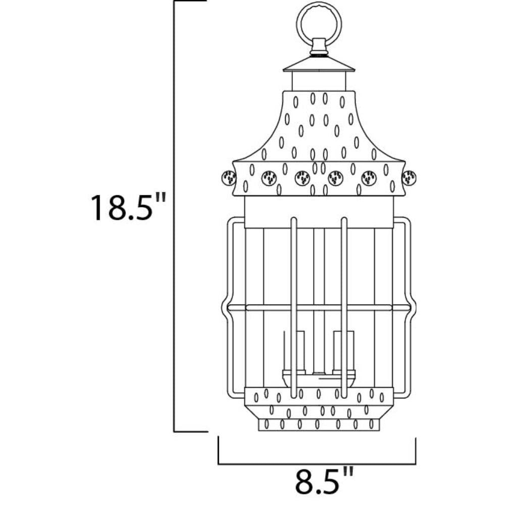 Maxim Lighting 30088CDCF Nantucket Outdoor Pendant Dimensions - 18.5 inch Height by 8.5 inch Width