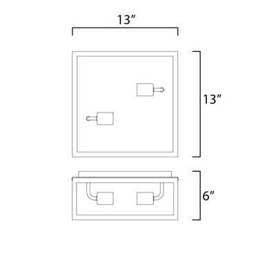 Maxim Lighting 30098CLDBZ Catalina Outdoor Flush Mount Ceiling Light - Dimensions Diagram