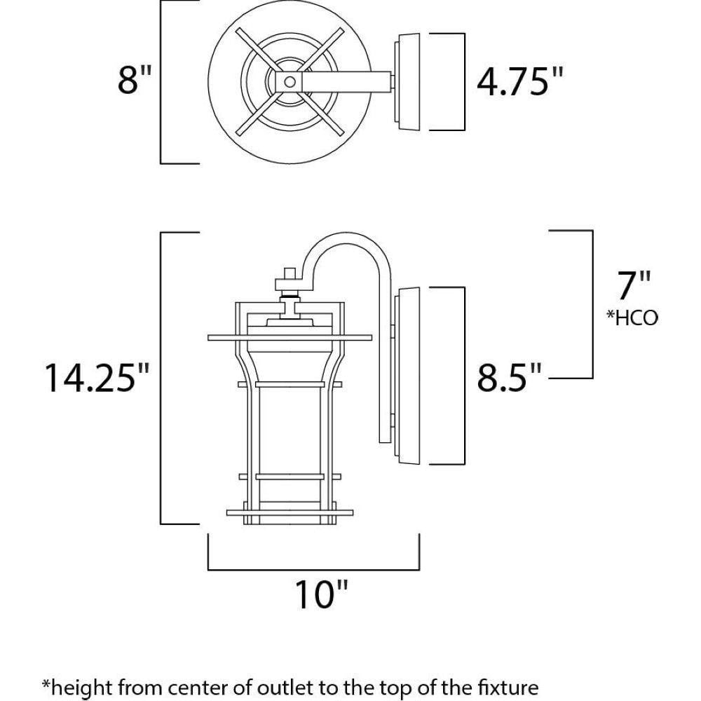 Maxim Lighting 30484WGBO Oakville Outdoor Wall Lantern Dimensions Diagram