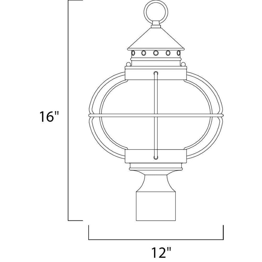 Maxim Lighting 30500CDOI Portsmouth Outdoor Pole Post Mount Dimensions Diagram 12 x 16 Inches