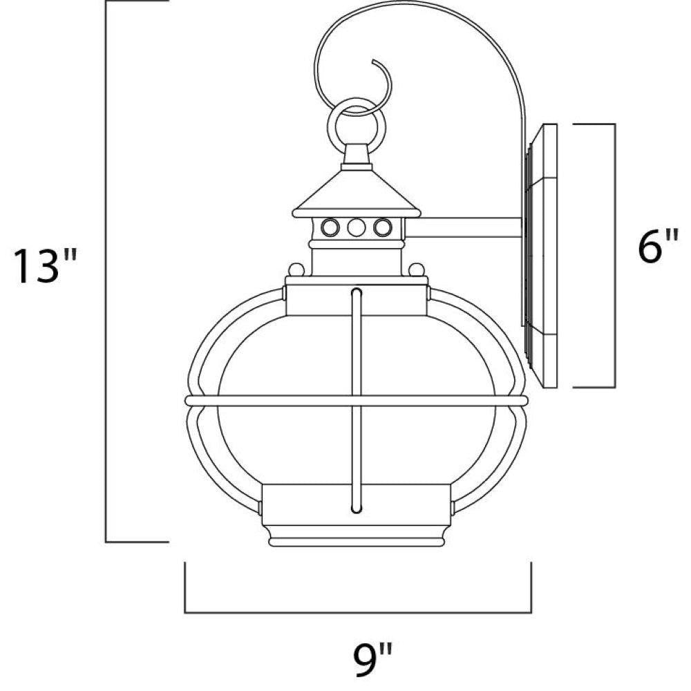 Maxim Lighting 30502CDOI Portsmouth Outdoor Wall Lantern Dimensions Diagram - 13 inch Height 9 inch Width 6 inch Backplate