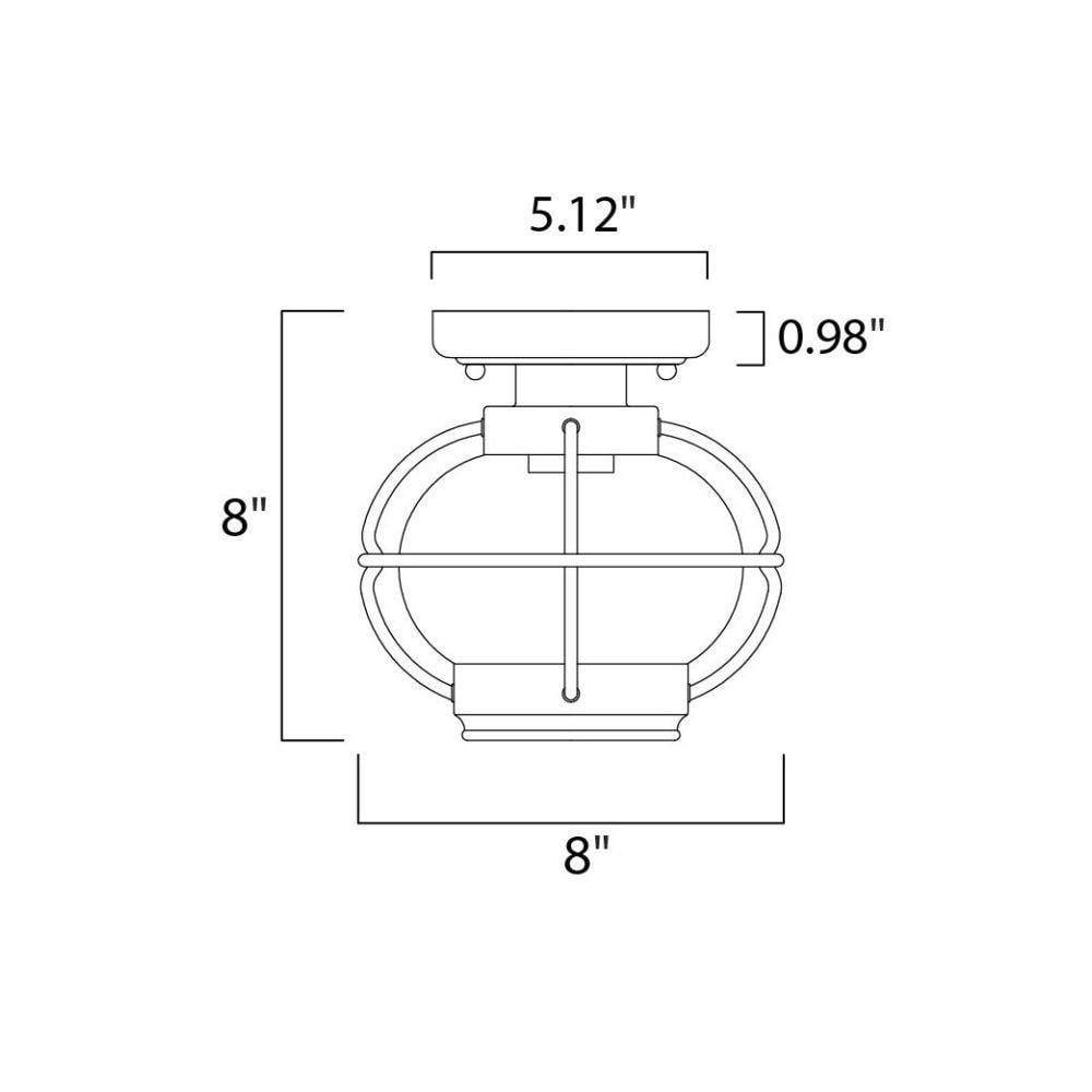 Maxim Lighting 30508CDOI Portsmouth Outdoor Flush Mount Dimensions Diagram