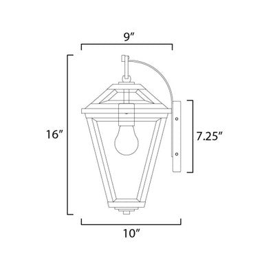 Maxim Lighting 30564CLBK Prism 1 Light Black Outdoor Wall Mount - Dimensions Diagram