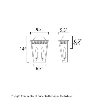 Maxim Lighting 30593CLBK Oxford Outdoor Wall Lantern Dimensions Diagram