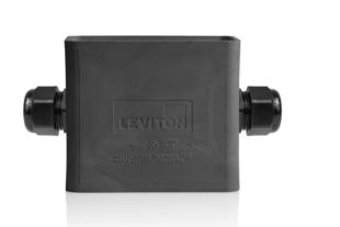 Leviton 3059F-1E Portable Outlet Box, Single-Gang, Standard Depth, Feed-Thru Style, Cable Diameter, 0.230", 0.546", Black Finish
