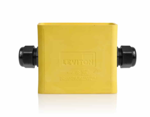 Leviton 3059F-1Y Portable Outlet Box, Single-Gang, Standard Depth, Feed-Thru Style, Cable Diameter, 0.230", 0.546", Yellow Finish