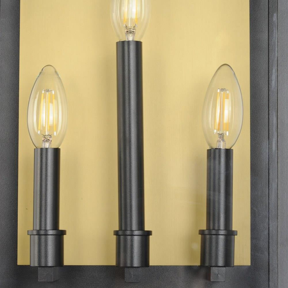 Maxim Lighting 30756CLBK Manchester - Close-Up of Three E12 Candelabra Bulbs with Burnished Gold Back Panel