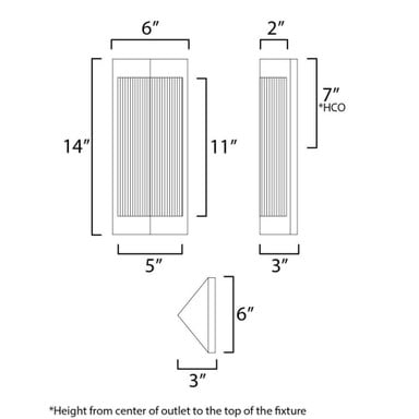 Maxim Lighting 30761CRBKAB Triform Outdoor Wall Mount - Dimension Diagram