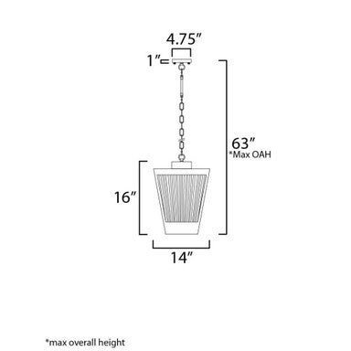 Maxim Lighting 30766CRBKAB Triform Outdoor Pendant - Dimensions Diagram