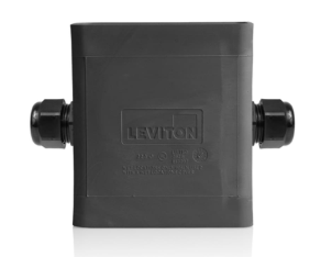 Leviton 3099F-1E Portable Outlet Box, Single-Gang, Extra Deep, Feed-Thru Style, Cable Diameter, 0.230", 0.546", Black Finish