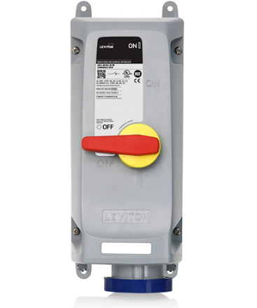 Leviton 3100MI6WLEV 100 Amp, 240 Volt, 2P, 3W, LEV Series North American-Rated IEC 60309-1 & 60309-2 Pin & Sleeve Mechanical Interlock, Industrial Grade, IP66/IP67/IP68/IP69/IP69K, Watertight, Non-Fused - Blue