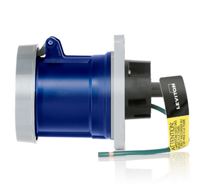 Leviton 3100R6WLEV 100/125 Amp, 250 Volt, 2P, 3W, LEV Series North American-Rated IEC 60309-1 & 60309-2 Pin & Sleeve Receptacle, Industrial Grade, IP66/IP67/IP68/IP69K, Watertight - Blue