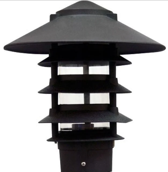 Dabmar Lighting D5500-L12-40K-310-B Powder Coated 5-Tier Cast Aluminum Pagoda Light, 3 in. Base & 10 in. Top, Voltage 120V, Color Temperature 40K, Wattage 12W, Black