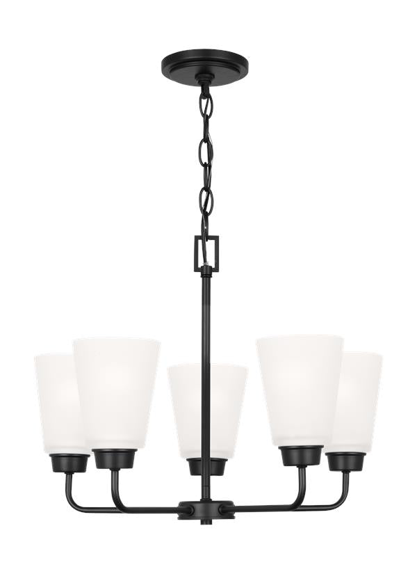 Generation Lighting Kerrville 5 light chandelier in Midnight Black