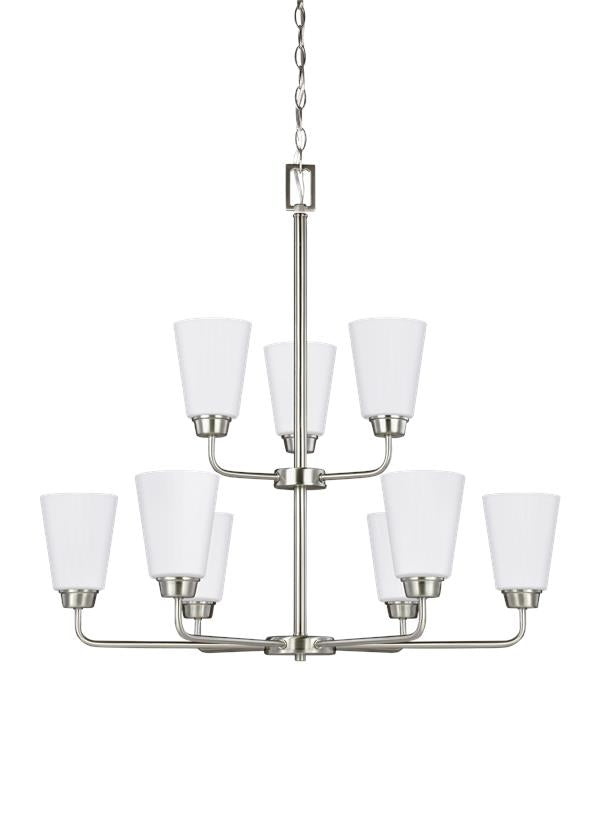 Generation Lighting Kerrville 9 light brushed nickel chandelier ceiling light