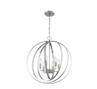 Nuvo 60-7048 Pendleton Series Pendant Light, 6 Lights, Wattage 60W, Brushed Nickel