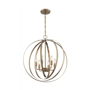 Nuvo 60-7058 Pendleton Series Pendant Light, 6 Lights, Wattage 60W, Burnished Brass