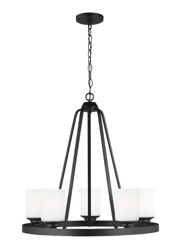 Generation Lighting Kemal 5 light midnight black chandelier ceiling light
