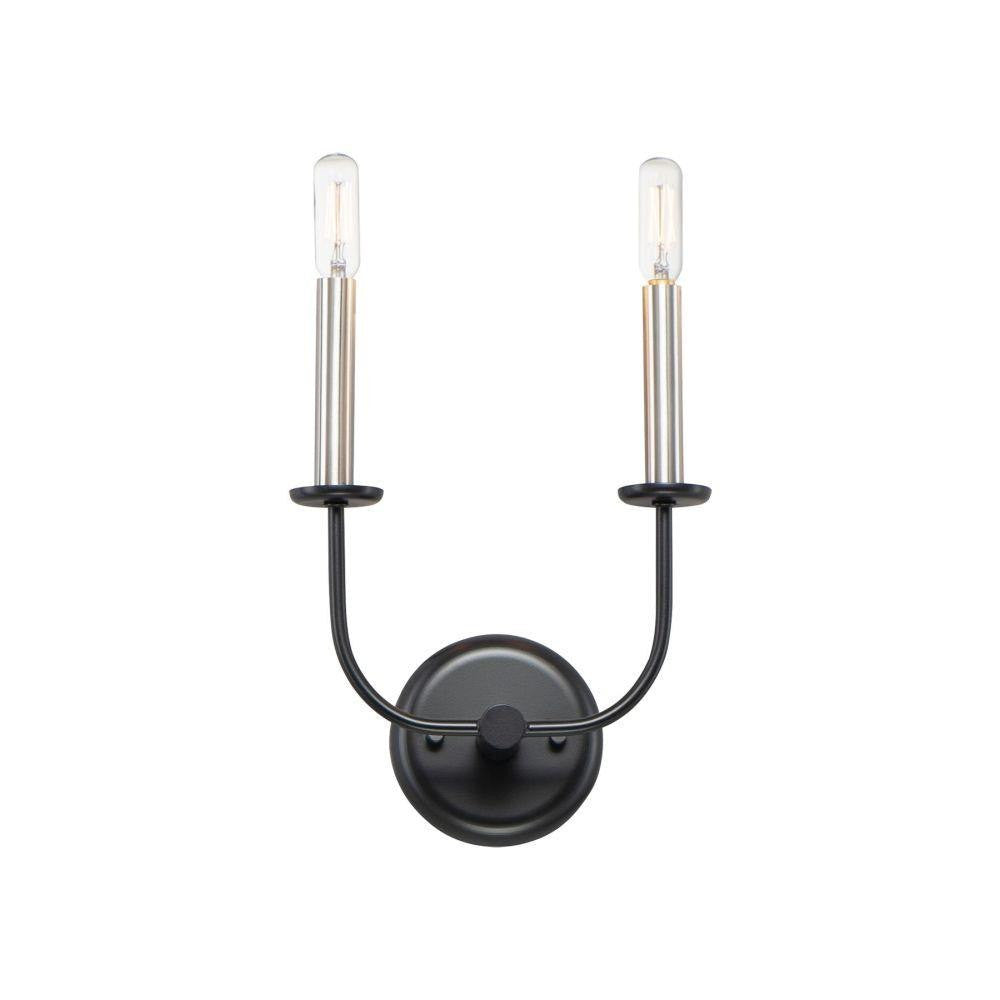 Maxim Lighting 10322BKSN Wesley 2 Light 9 inch Black/Satin Nickel Wall Sconce