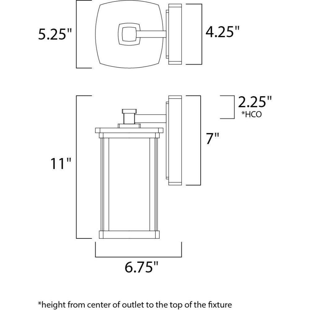 Maxim Lighting 3152CDWSBZ Bungalow Outdoor Wall Lantern Dimensions Diagram