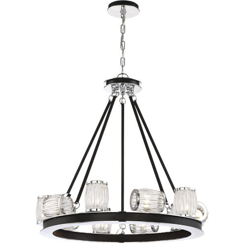 Eurofase Lighting 31652-018 Barile 8 Light 12 inch Chrome/Black Chandelier Ceiling Light