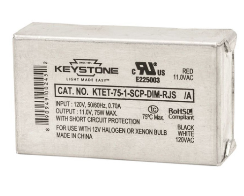 Keystone KTET-75-1-SCP-DIM-RJS /A-CP 75W Halogen Electronic Transformer, 11V output, 120V, with studs