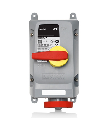 Leviton 320MI7WLEV 20 Amp, 480 Volt, 2P, 3W, LEV Series North American-Rated IEC 60309-1 & 60309-2 Pin & Sleeve Mechanical Interlock, Industrial Grade, IP66/IP67/IP68/IP69/IP69K, Watertight, Non-Fused - Red