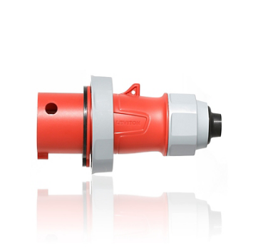 Leviton 320P7WLEVA 20 Amp, 480 Volt, 2P, 3W, LEV Series North American-Rated IEC 60309-1 & 60309-2 Pin & Sleeve Plug with Screwless Clamp Assembly, Industrial Grade, IP66/67/68/IP69K, Watertight - RED