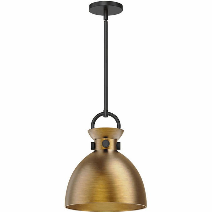Alora Mood PD411311MBAG Waldo1 Light 10.50 inch Pendant Light, Matte Black / Aged Gold