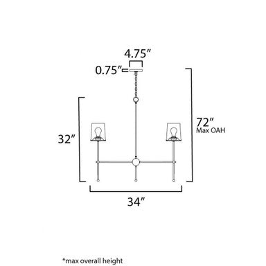 Maxim Lighting 32366WTSBR Huntington Chandelier Dimensions Diagram 34 Inch Wide 32 Inch Height