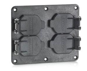 Leviton 3260W-E 2, Duplex Receptacle Coverplate w/ Weather-resistant Flip Lid, Black Finish