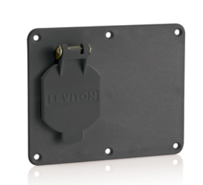 Leviton 3261W-E 1, 1.56" Dia Single Receptacle w/ Weather-resistant Flip Lid, 1, Blank Coverplate Black