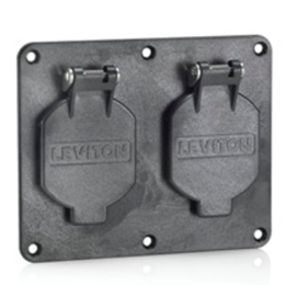 Leviton 3263W-E 2, 1.56" Dia Single Receptacle Coverplate w/ Weather-resistant Flip Lid, Black Finish
