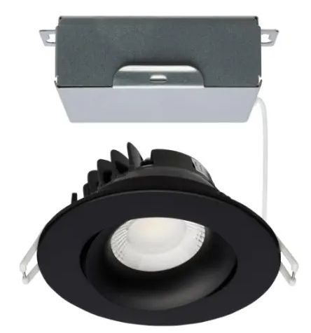 SATCO S11625R1 LED 3.5-in Round Gimbal Downlight with Remote Driver, Wattage 12W, Multi-Color Temperature, Black
